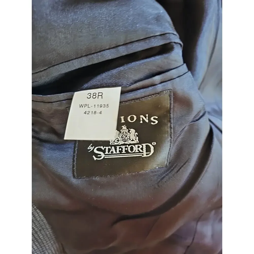 Options By Stafford Sports Coat Suit Jacket Blazer Mens 38 Charcoal Gray Color